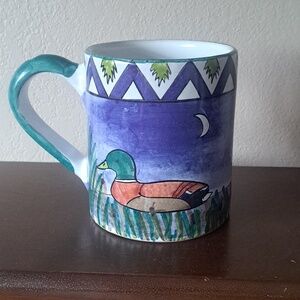 Mesa International Pottery Duck Pond Cattails. Peru. Coffee Tea Large Mug